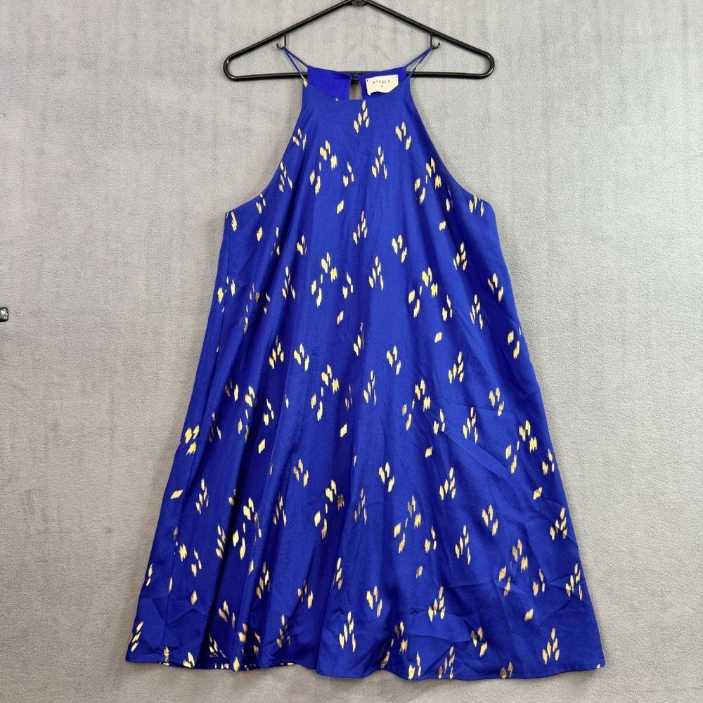 Everly Navy Blue Gold Fleck Racerback Above The Knee Spring Womens Sz S Dress